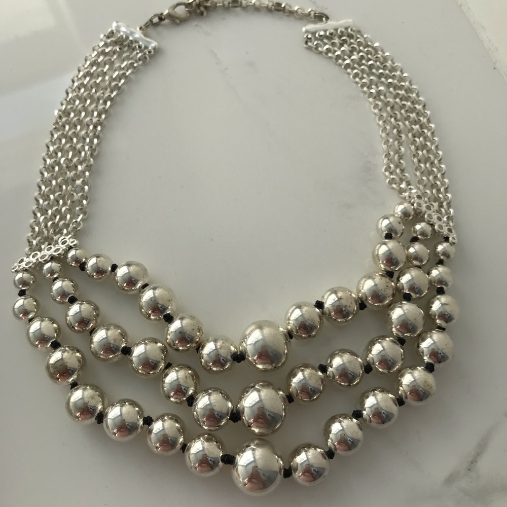 Three row silver bead necklace!